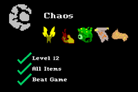 A completed Chaos god entry in the in-game logs.